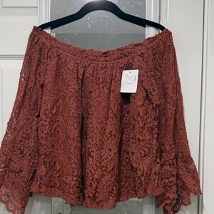 Hint of Mint Terracotta Lace Skirt